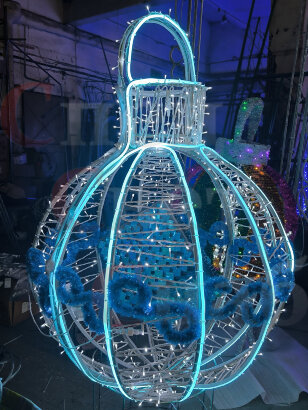 Световая фигура Елочный шар 120х90 см неон белый