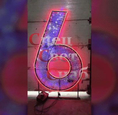 Уличная неоновая фигура "Цифра 6" красная