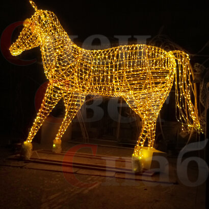 Световая уличная фигура 3D "Конь" 2х2.6м тепло-белый